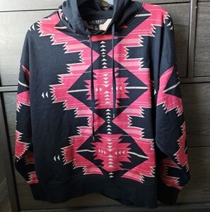 Ralph Lauren Black and Red Patterned Hoodie